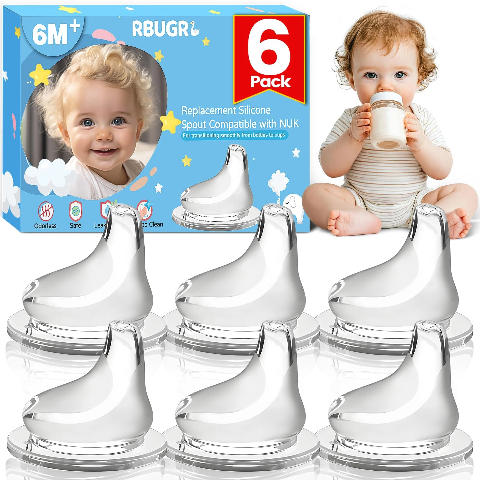 Silicone Cup Spouts · 6 Pack